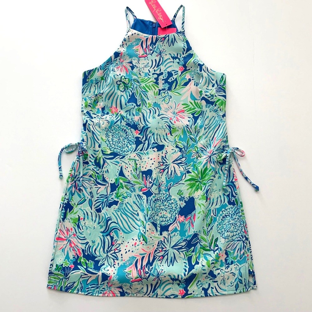 NWT Lilly Pulitzer Pearl Romper Coastal‎ Blue Lion Around sz 2 Animals Floral